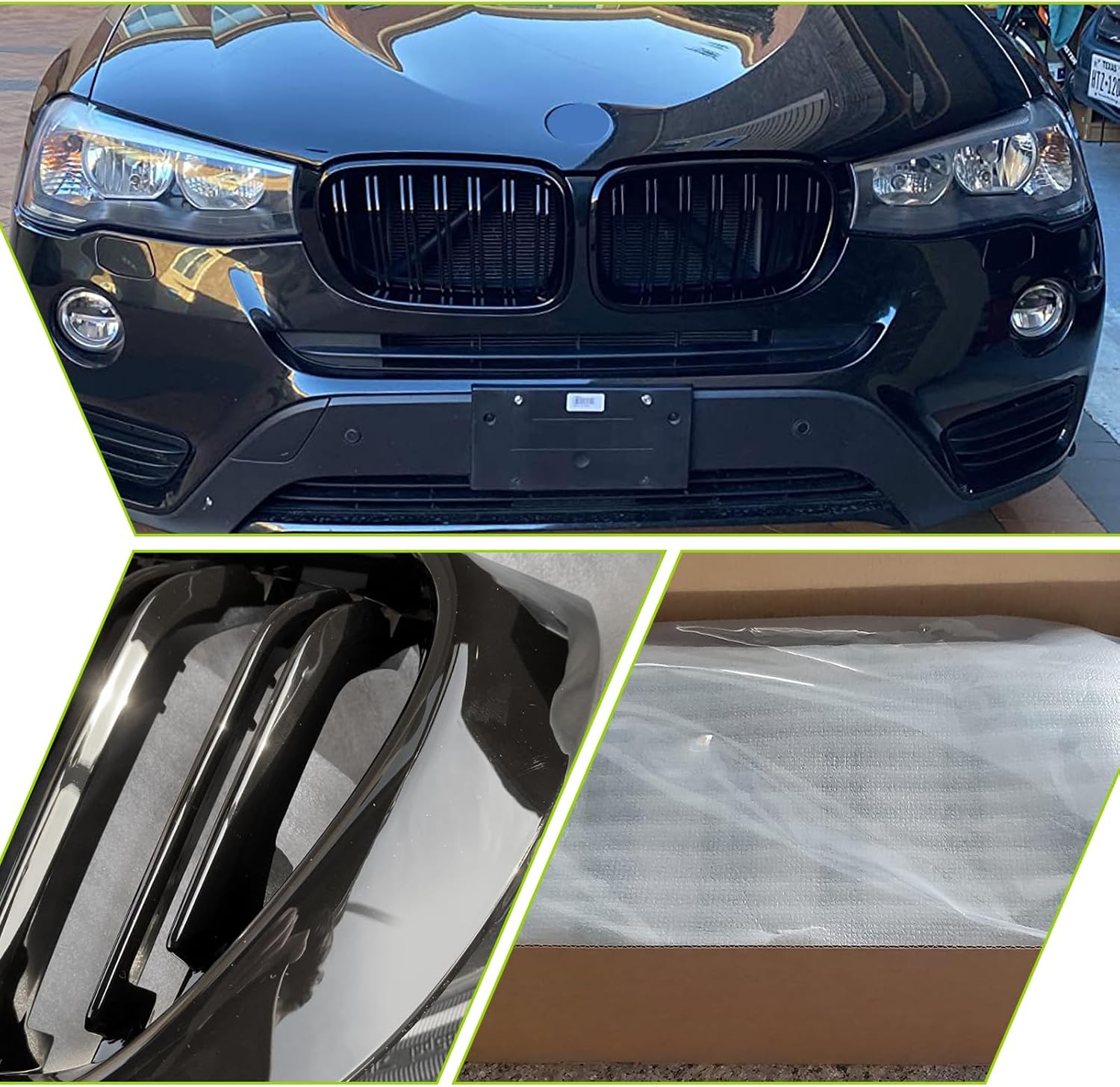 Двойни Бъбреци Решетки За БМВ BMW X3 X4 FACELIFT F25 F26 2014 - 2017г. Черен Гланц Лак