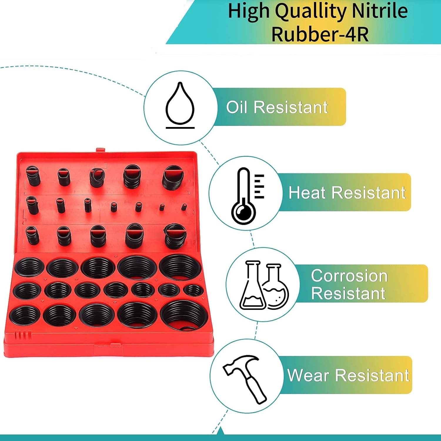 Универсален комплект от 419 бр. гумени О-пръстени