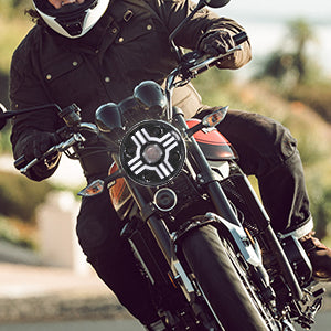 Комплект от 2бр. Универсален 7 инча 18см ЛЕД LED фар лампа халоген 12V-24V къси/дълги с DRL дневни светлини мигач бяло-жълто за АТВ джип мотоциклет камион трактор и др.