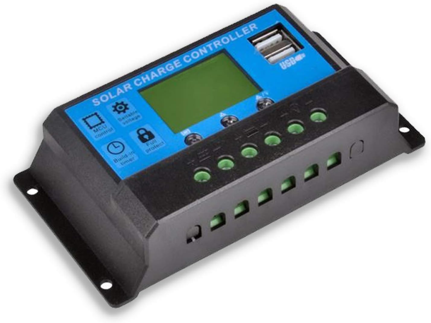 Соларен Заряден Контролер 20A PMW 12V 24V LCD Дисплей, Двойни USB Портове, Защитна Система