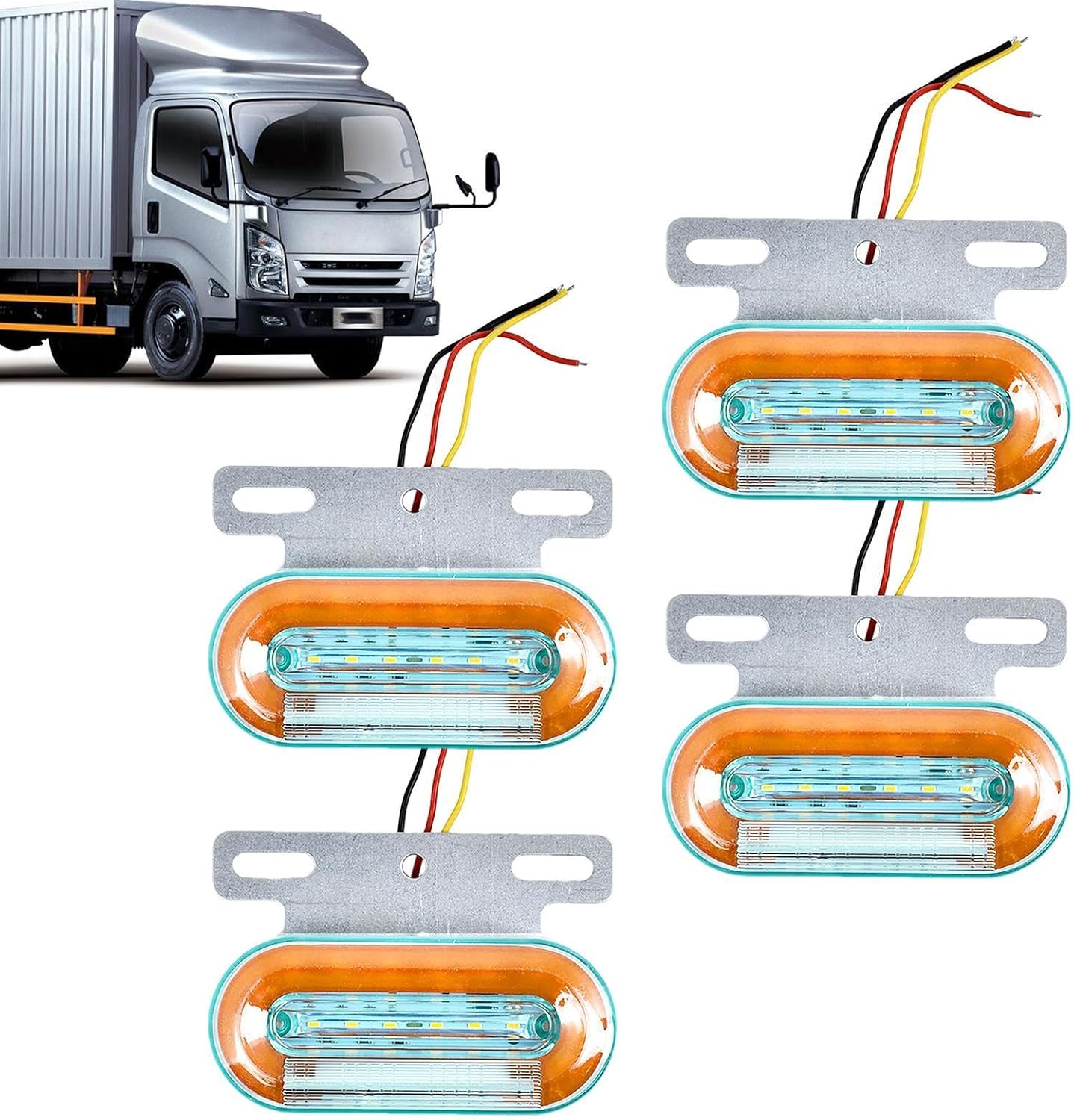 Лед LED Диоден Маркер Габарит Индикатор 12V Бягаща Оранжева светлина - Бял За Камион Бус Ван Ремарке Каравана Платформа