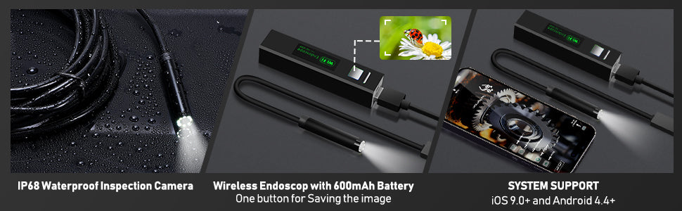 HD WIFI Безжичен ендоскоп камера за телефон съвместим с iOS и Android 720p 5м кабел