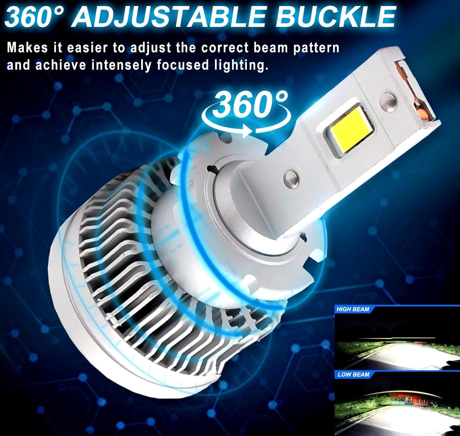 Комплект от 2 броя LED ЛЕД диодни крушки D2S за xenon 12-24V 50000lm Canbus без грешки 6000K