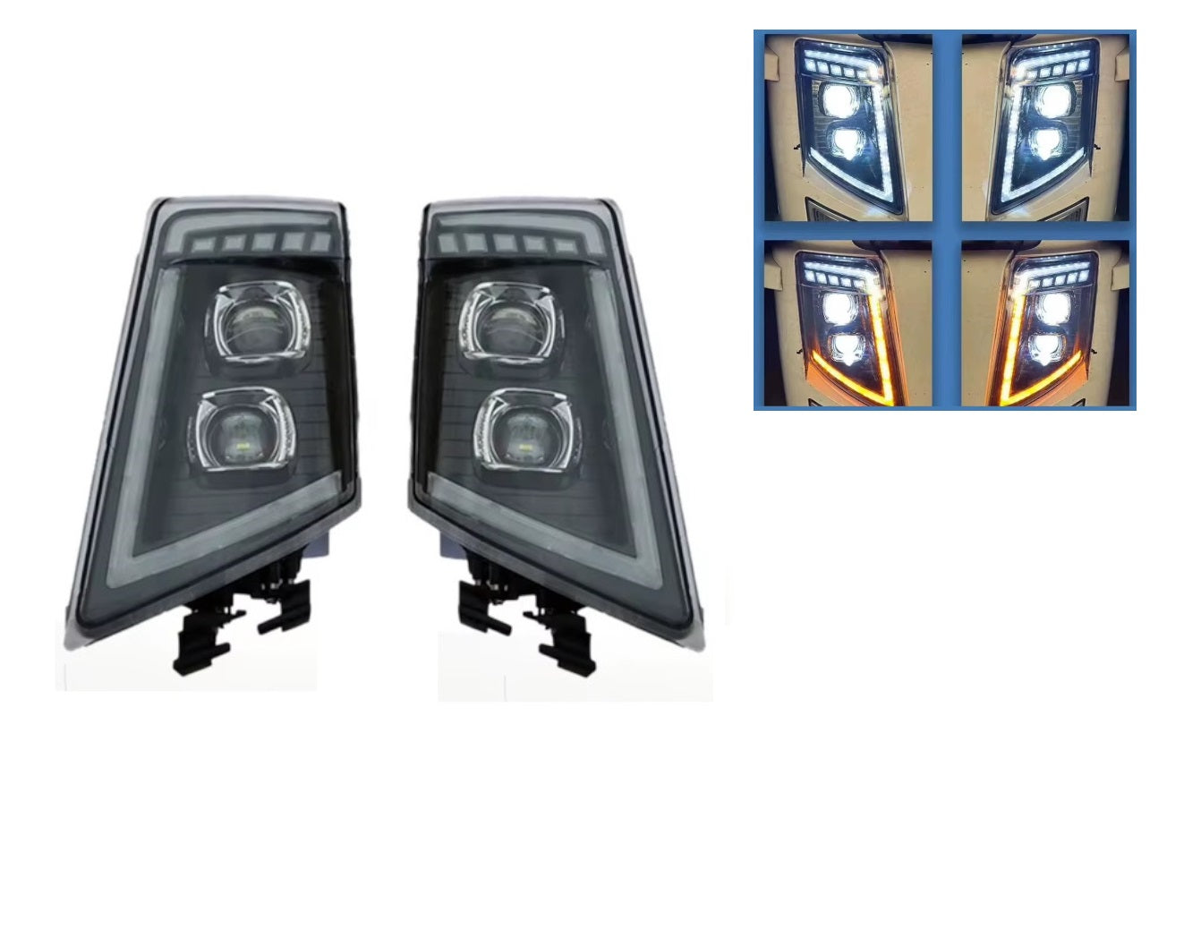 Комплект LED Фарове с DRL дневна светлина къси-дълги, мигач за камион Volvo FH13 FH16 FM460 FH500 - 24V