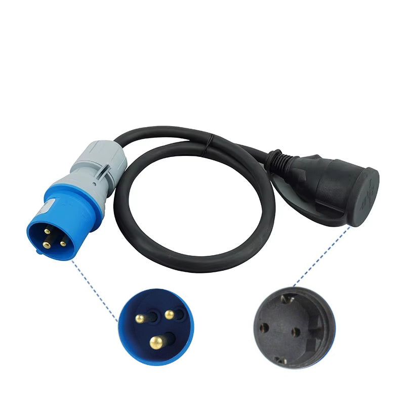 Кабел адаптер от CEE щепсел към Шуко контакт - IP44 – 230V / 16A, 3G2.5, за кемпер, каравана и къмпинг