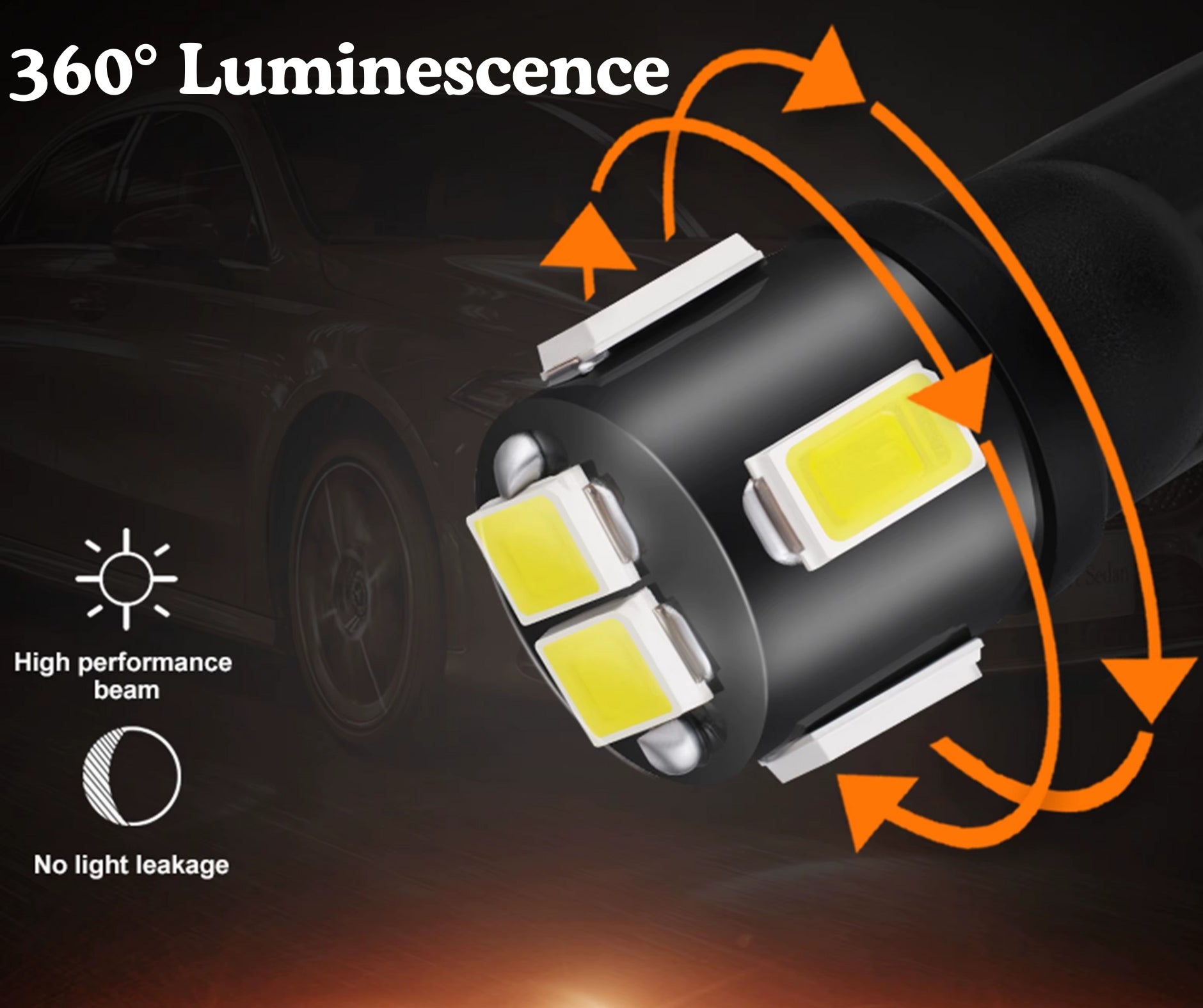 Комплект 2 бр. LED крушки T10 W5W, 7000K бяла светлина, ниска консумация, 12V - блистер