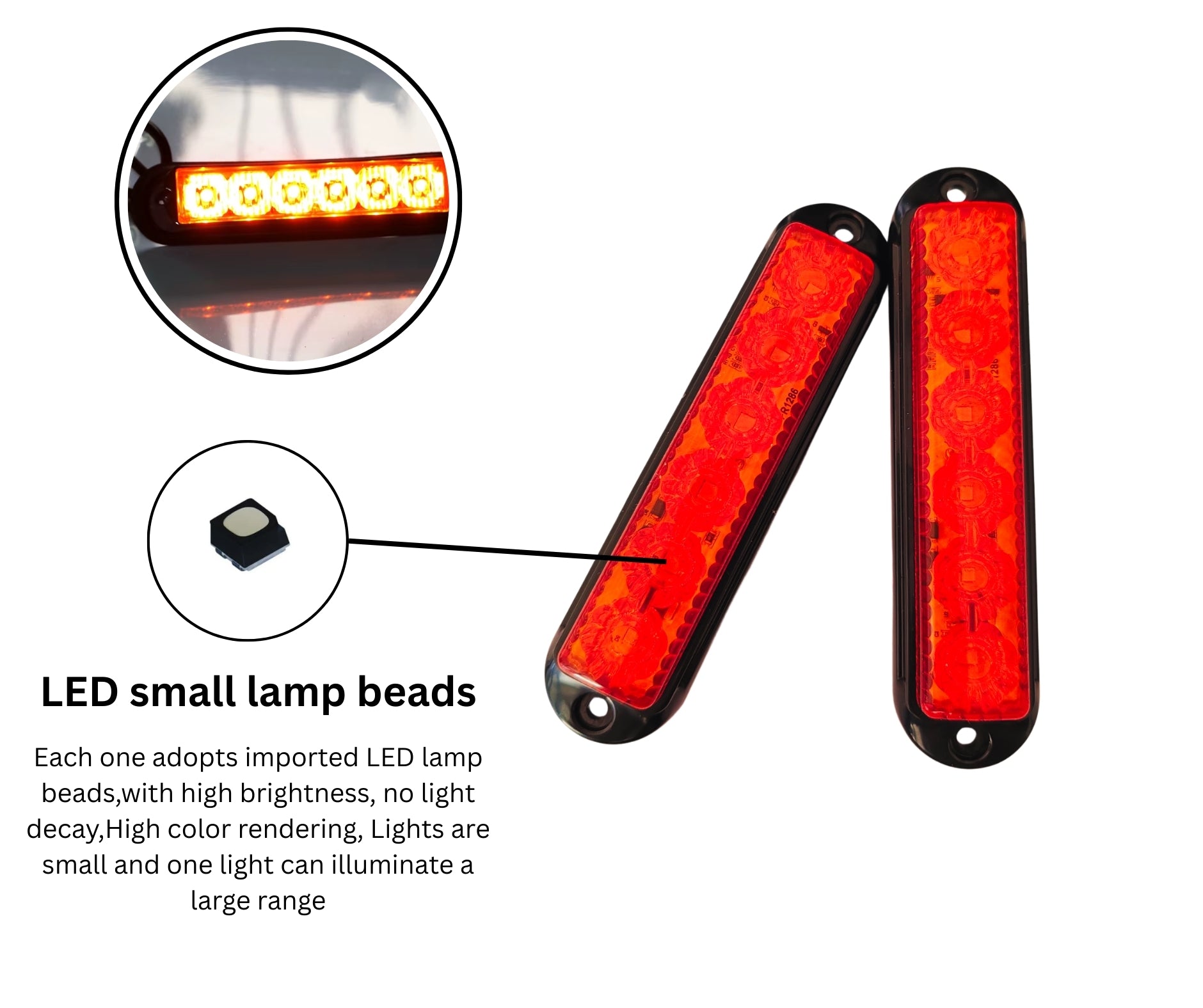 LED аварийна / сигнална лампа (Flash) – Червена 6 Диода 4 режима 12V-24V