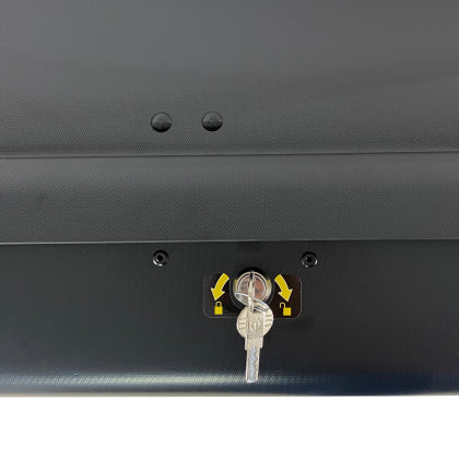 АВТОБОКС JUNIOR XTREME 2 195X78X39CM С 85 MM КРЕПЕЖИ,С ДВУСТРАННО ОТВАРЯНЕ С КЛЮЧ, 450 ЛИТРА - ЧЕРЕН