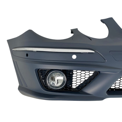 ПРЕДНА БРОНЯ ЗА MERCEDES W211 E-CLASS (2006-2009) - AMG С ОТВОРИ ЗА ПАРКТРОНИК, С ХАЛОГЕНИ ГРУНДИРАНА