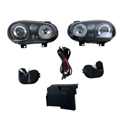 Кристални фарове Angel Eyes GOLF IV R32 - черни