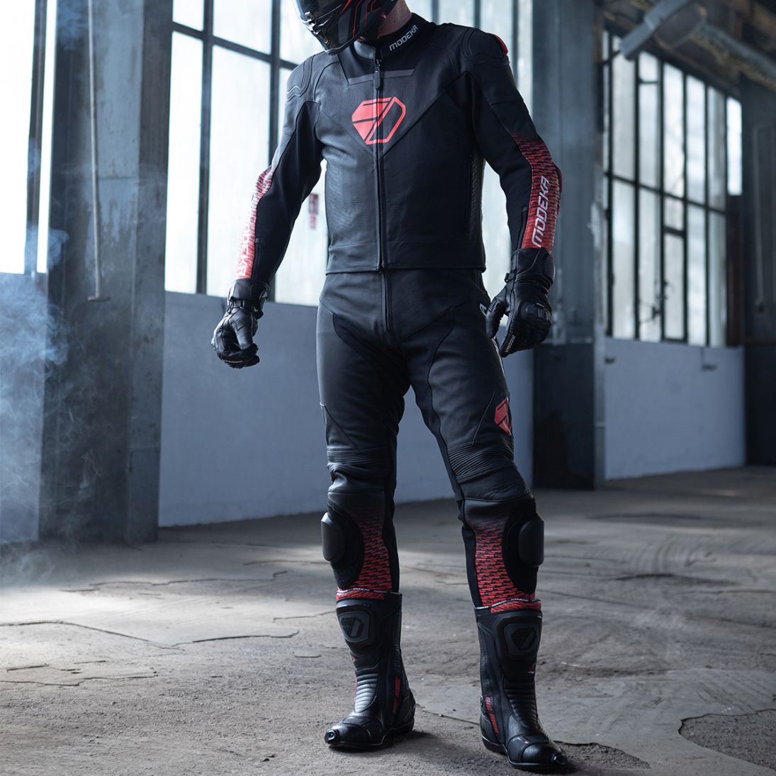 КОЖЕНИ МОТО ПАНТАЛОНИ MODEKA YRON BLACK/RED