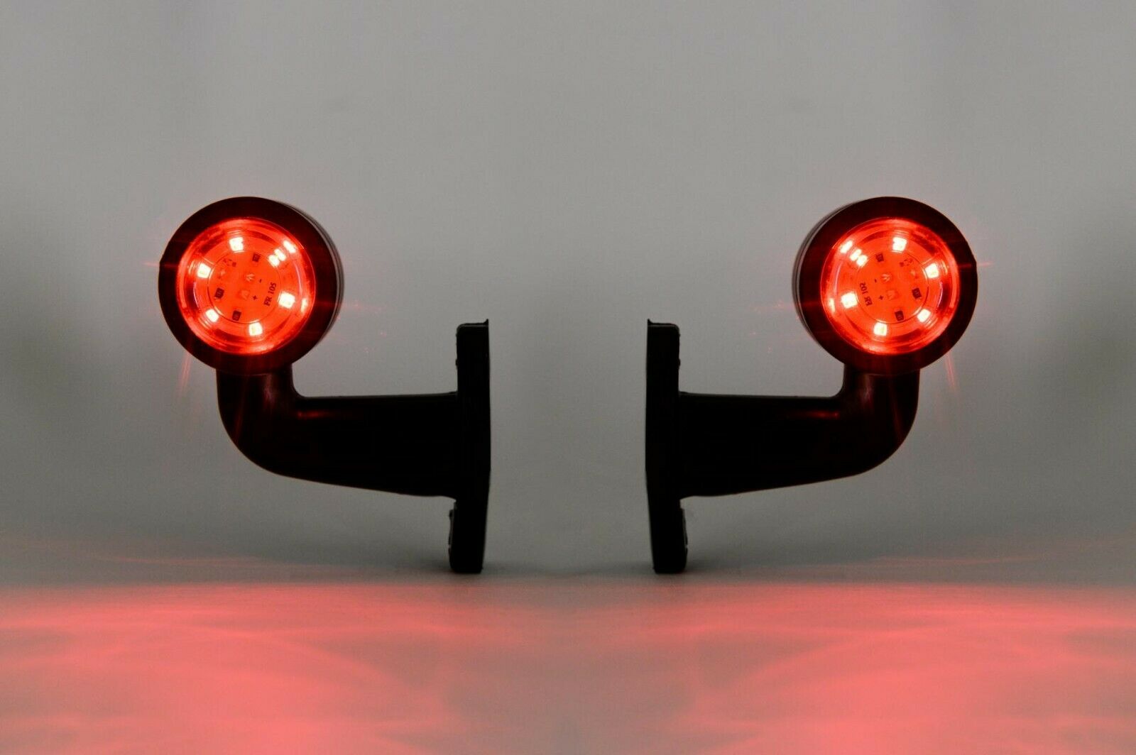 2x LED ЛЕД къси мини странични габаритни светлини тип рогче 12V 24V червено и бели за камион ремарке