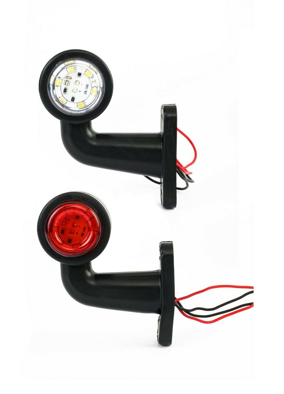 2x LED ЛЕД къси мини странични габаритни светлини тип рогче 12V 24V червено и бели за камион ремарке