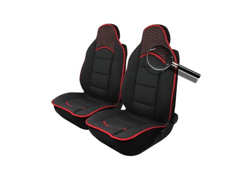 Авто Тапицерия Калъфи за Предни Седалки Черна с Червено Текстил и Кожа