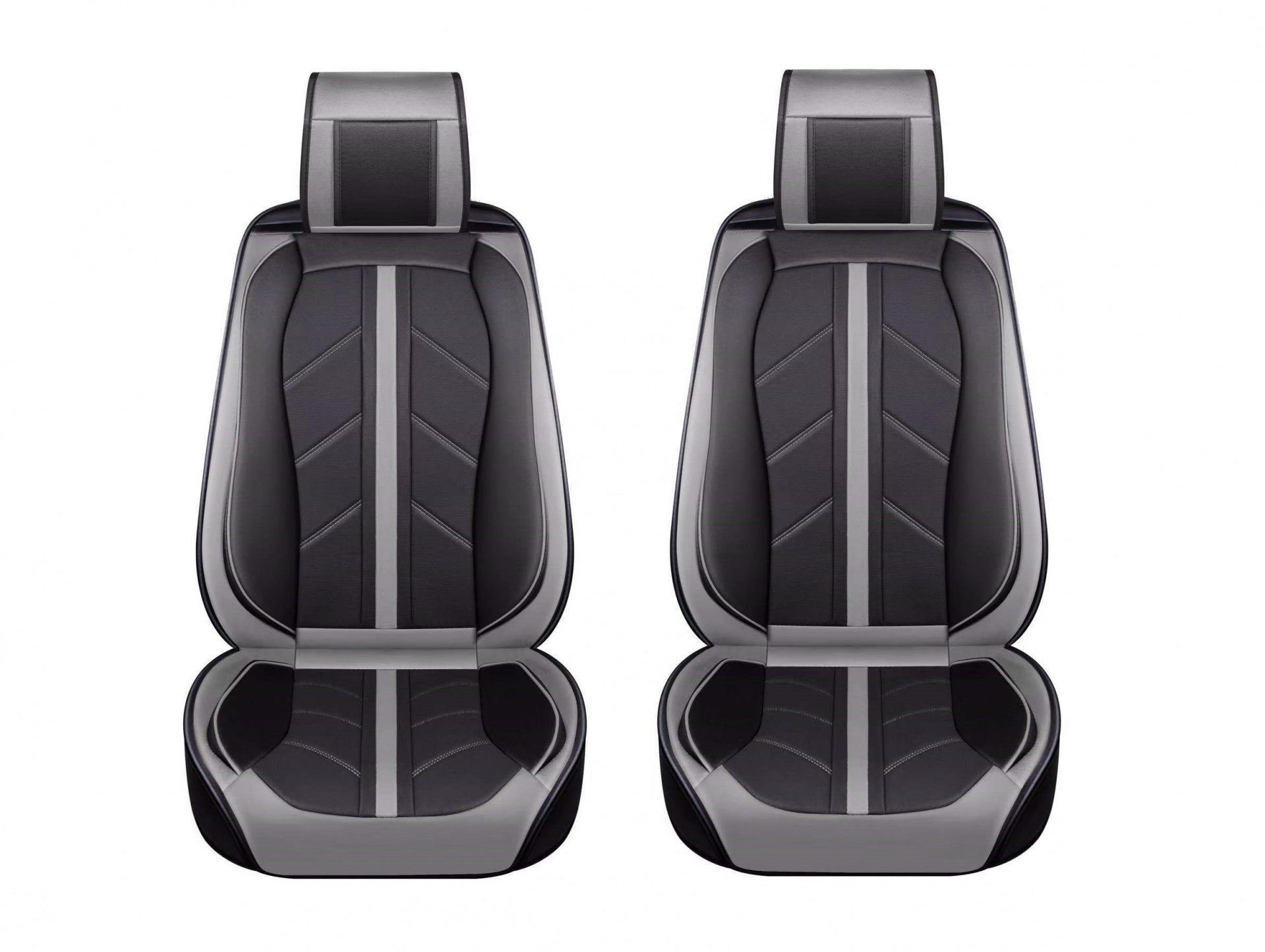 1 + 1 Комплект от 2 броя Универсална Авто Тапицерия Еко Кожа Лукс Sport Сиво-Черно