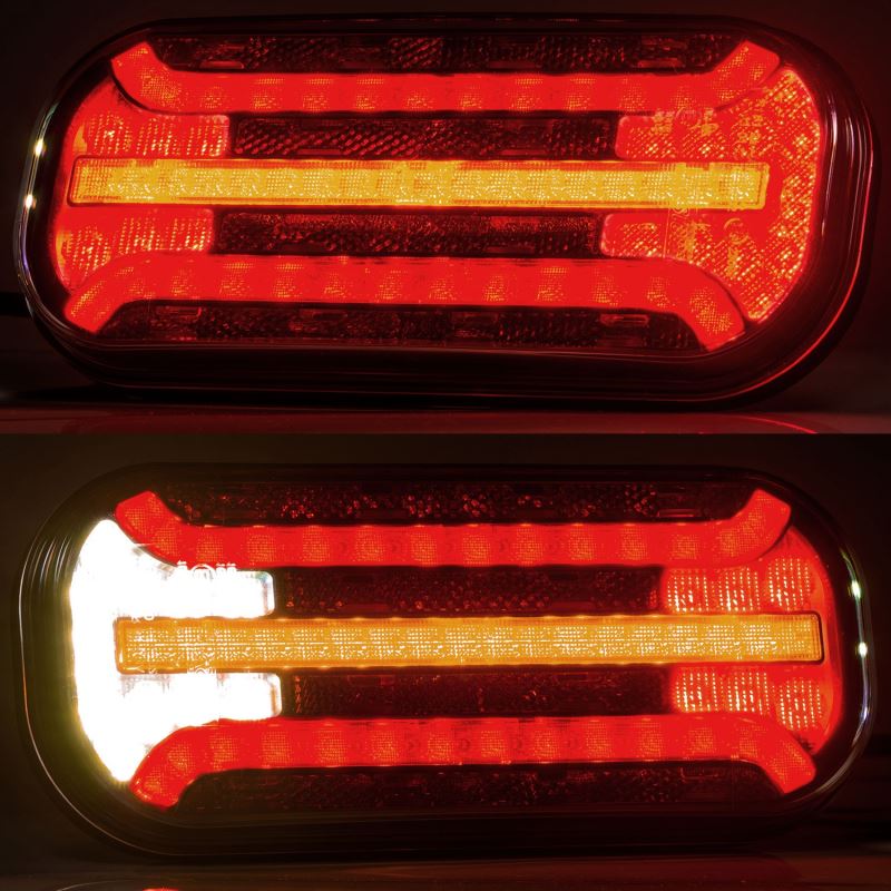 Комплект LED Светодиодни Стопове с Динамичен Мигач, С Букса, Ляв и Десен, 7 Функции, Е-Мark, 12V-24V