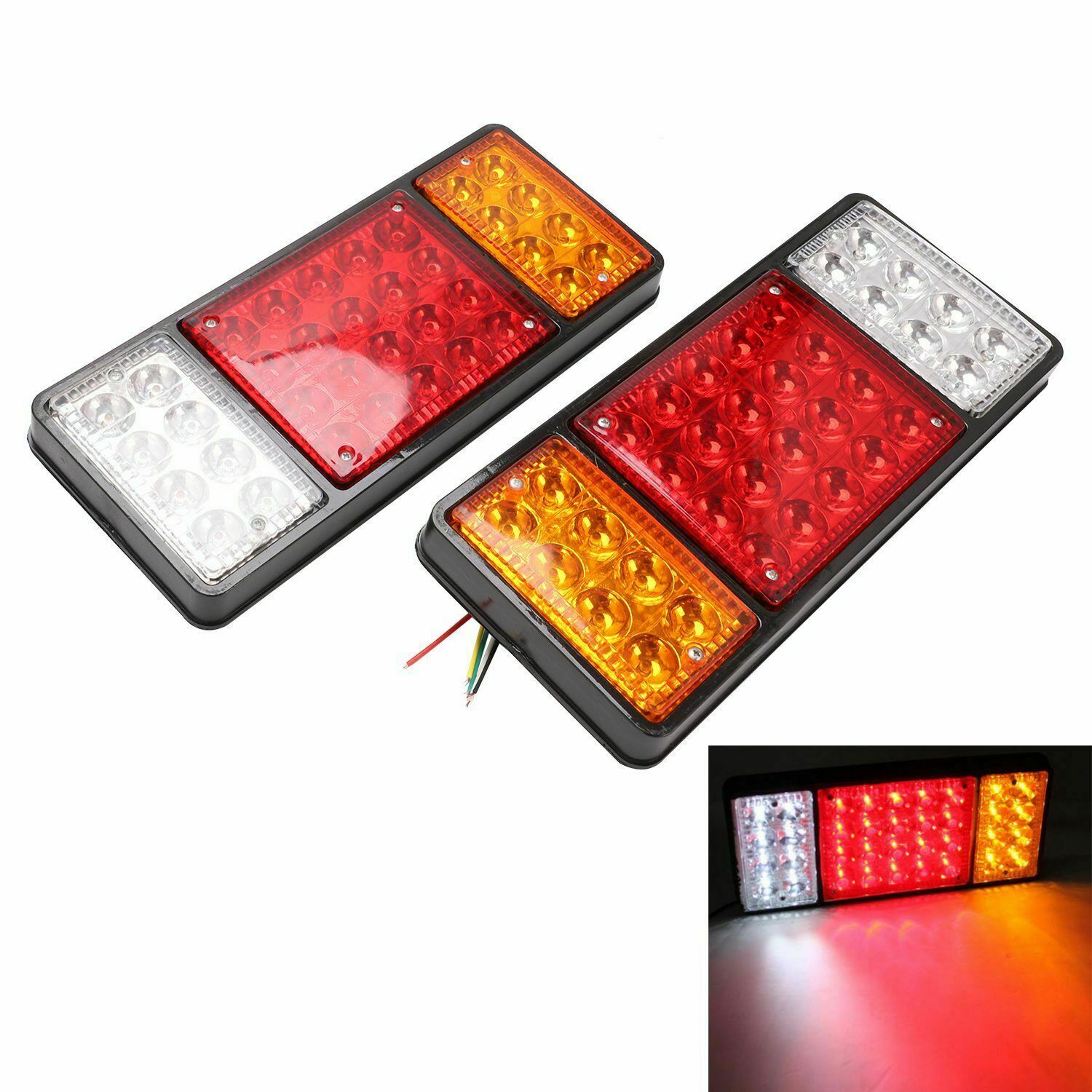Комплект LED ЛЕД Диодни Стопове, Стоп, Задни светлини с 4 Функции, 12V, 31,5 cm x 13,5 cm Подходящ за ремаркета, каравани, селскостопански превозни средства и др