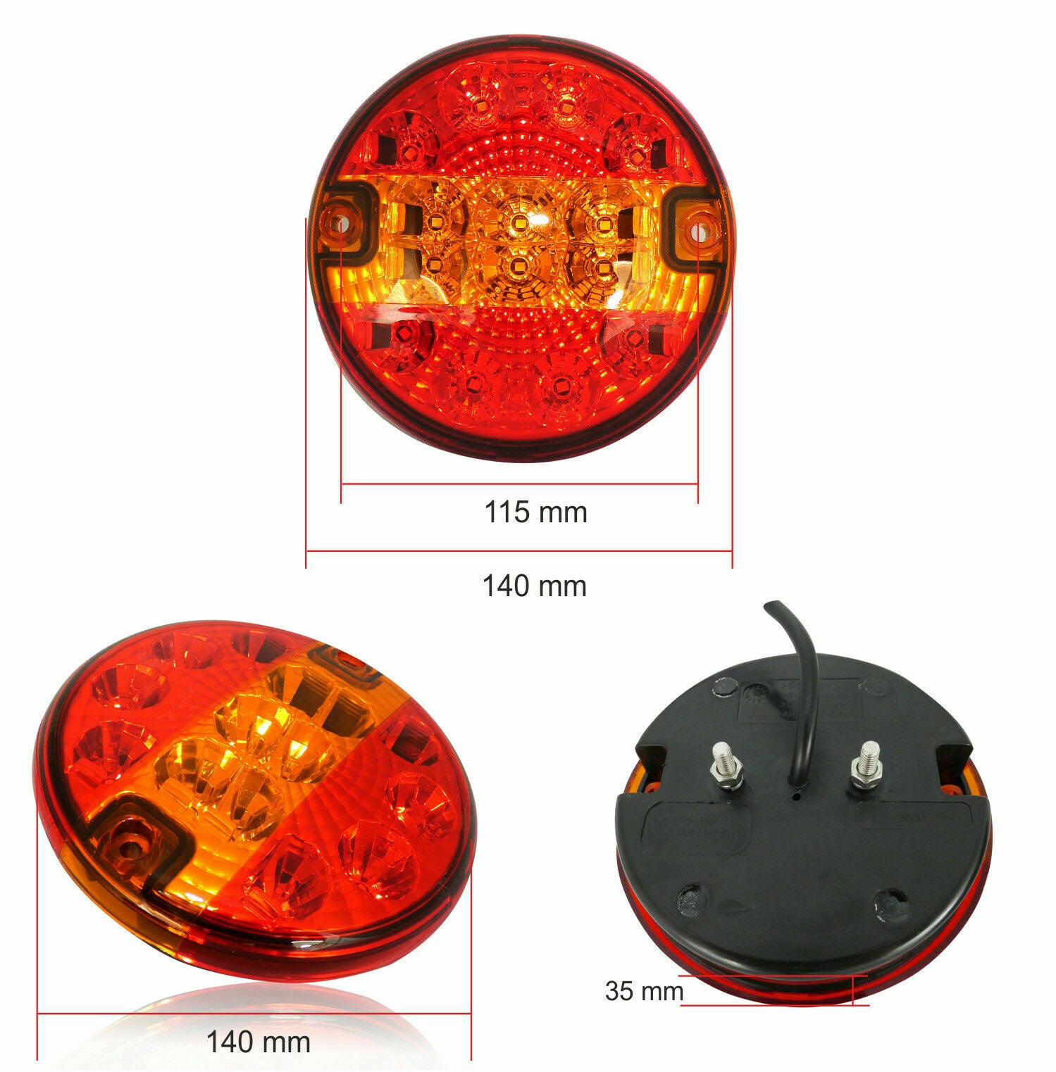 Комплект 2 Броя LED Лед Диоден Стоп Тип Хамбургер, Slim, Ø14cm, 12V-24V, За Камион, Ремарке, Бус , Каравана, Кемпер