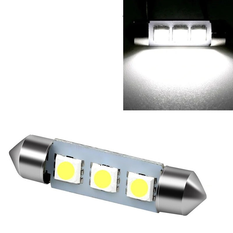 LED Лед Диодни Крушки, C5W, 3 Smd, 41mm, 12V, Бяла Светлина