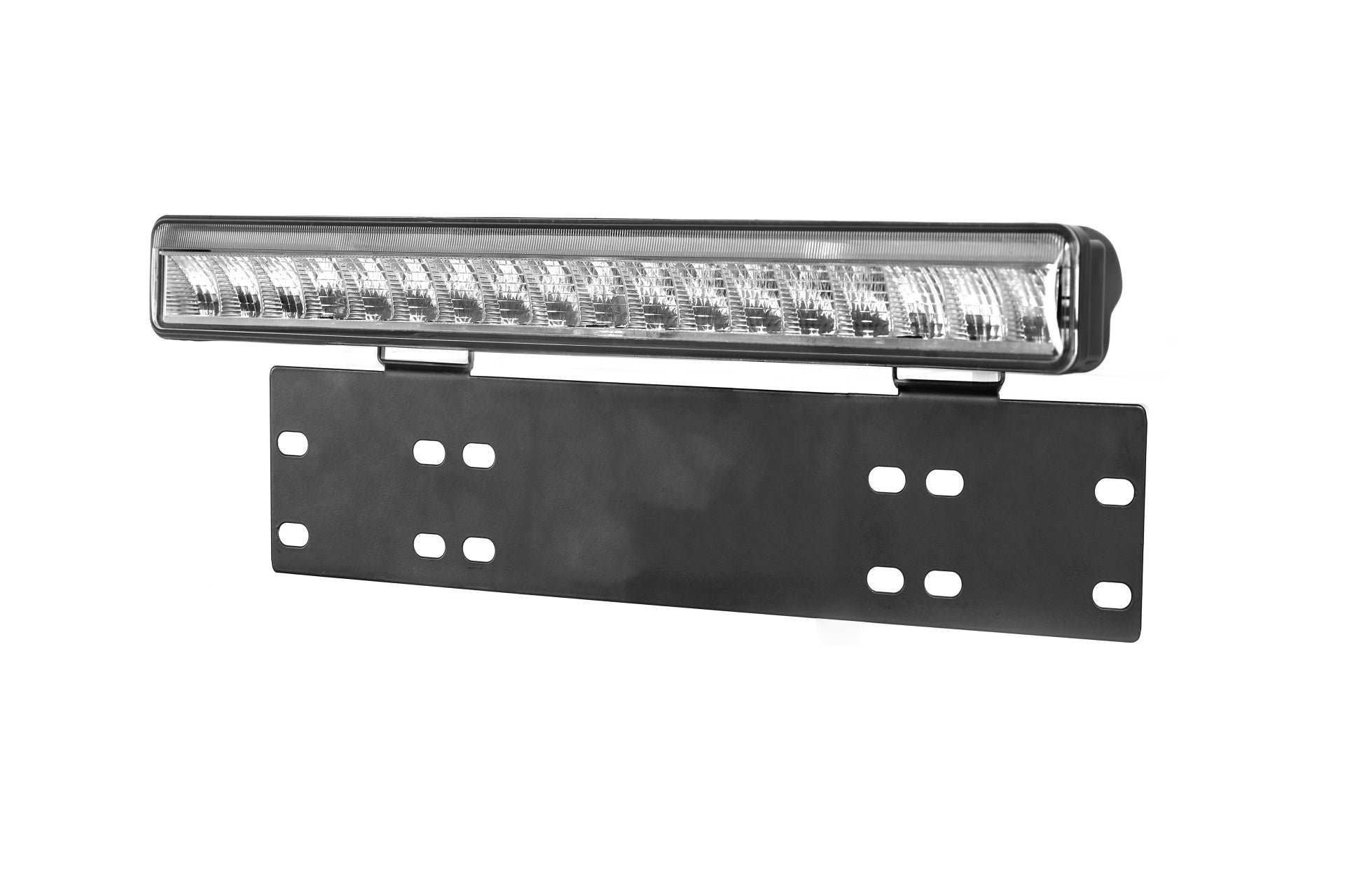 38см LED Лед Бар Със Стойка За Номер С Три Функции 55W, 4768lm, 12V - 24V E-Mark Подходящ За Автомобил, Бус, Камион, Селскостопански машини, Трактор, Комбайн, Агро Техника, Сеялка, Пръскачка, Джип, 4X4, Offroad, SUV