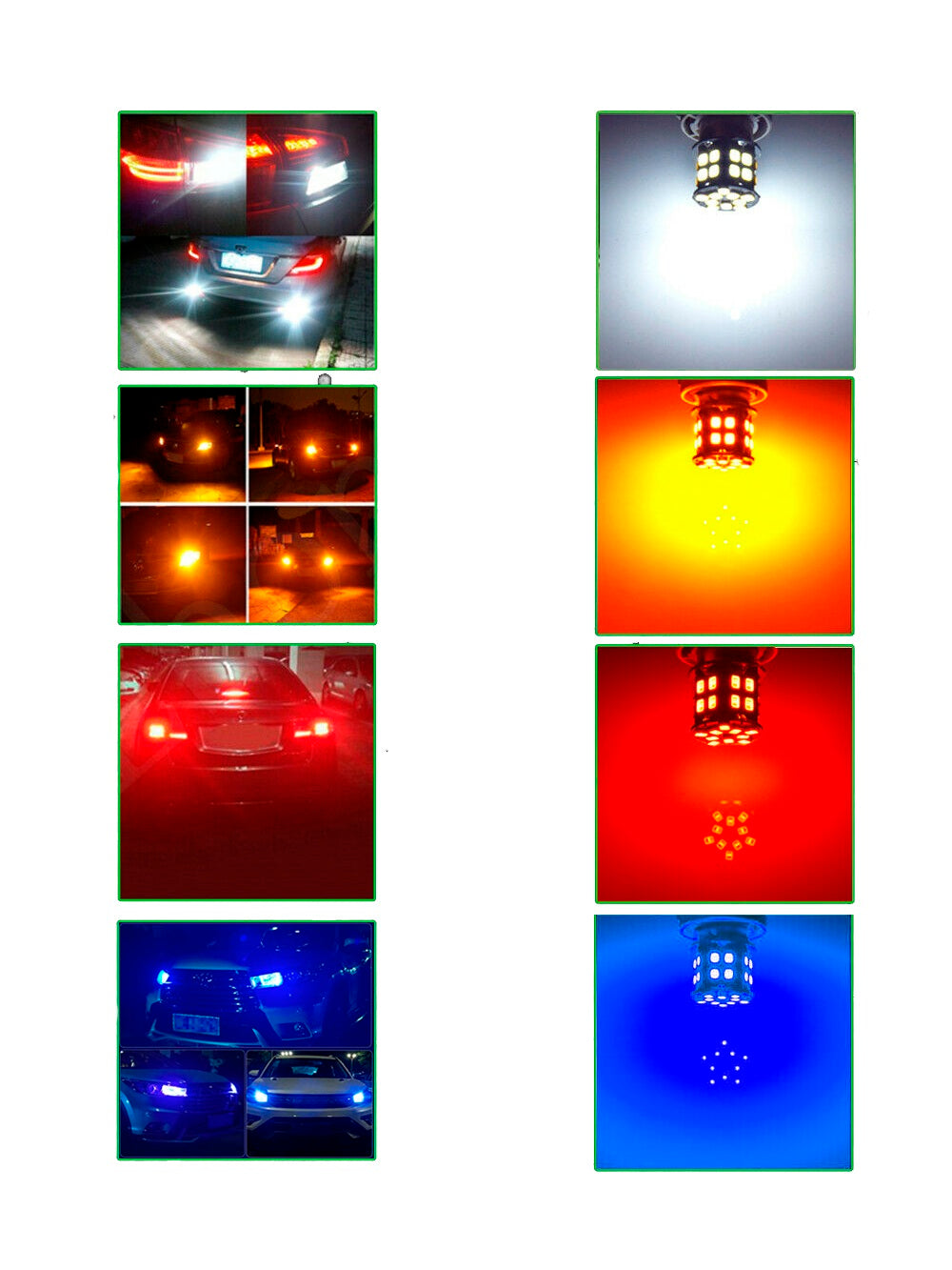 LED Лед Крушки, 30 SMD, BA15S 1156 (P21W), BAU15S 1156 (PY21W), 12V - 24V, Бяла, Оранжева, Червена, Синя Светлина Canbus