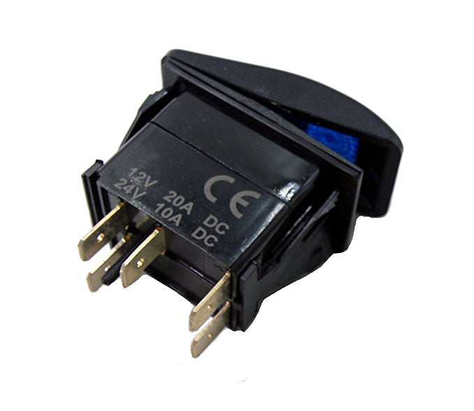 Копче, Бутон, За Вграждане, за LED Лед Бар, Халоген, Светлини, 12V - 24V, Надпис ROOF LIGHTS , Синя Светлина