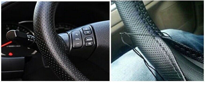 Перфориран кожен калъф за волан тип заший си сам, Размер М, С Игла И Конец