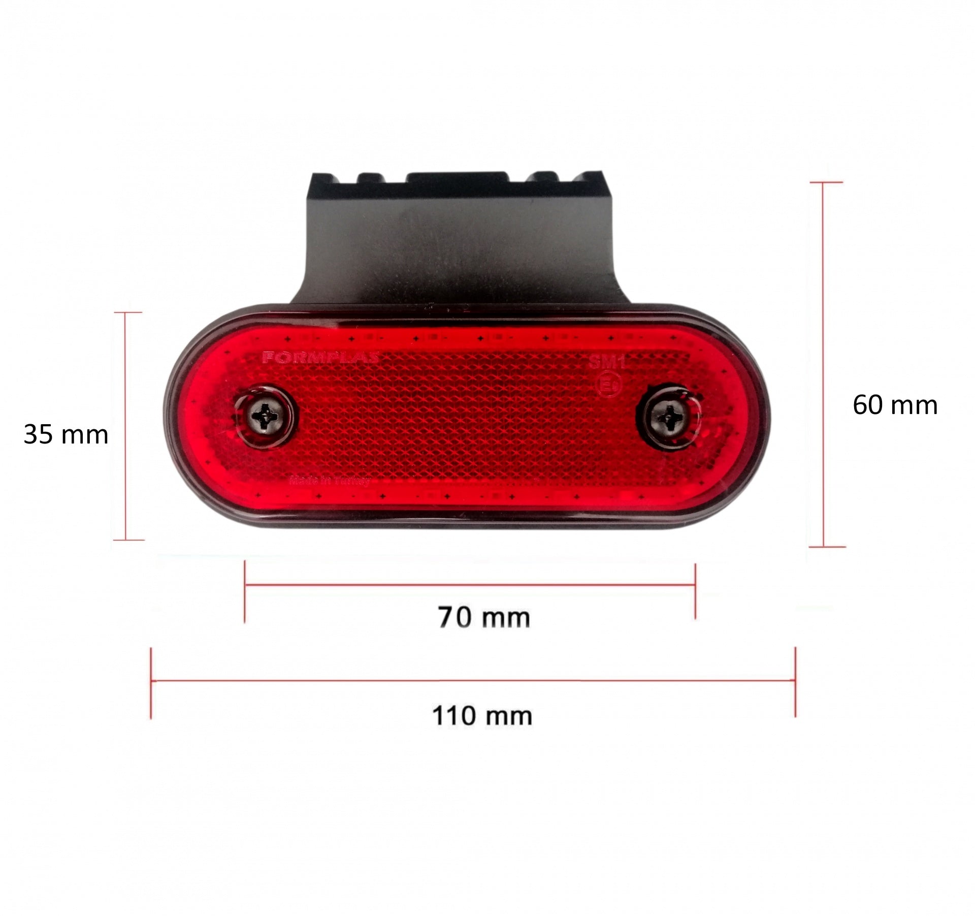 LED Диоден Габарит, Маркер, Токос Със Стойка, Червен, 20 Диода, 12V - 24V За Камион, Бус, Ван, Ремарке, Каравана, Платформа