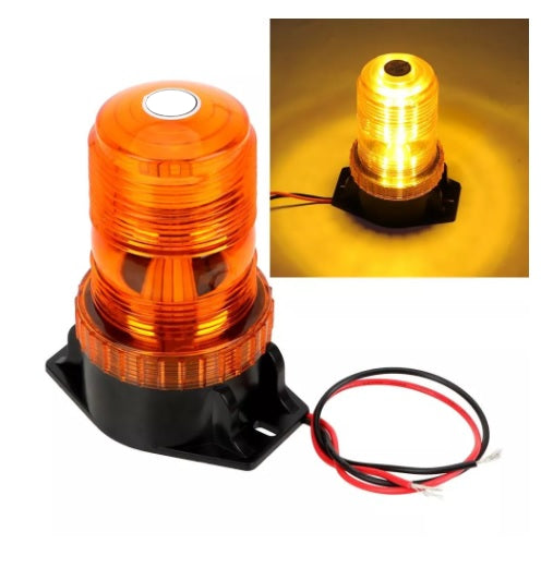 LED Лед Сигнална Аварийна Лампа Маяк Буркан 130mm x 74mm, 12V - 24V, 30 SMD Диода За Трактор, Електрокар, Мотокар, Селскостопански Машини и др.