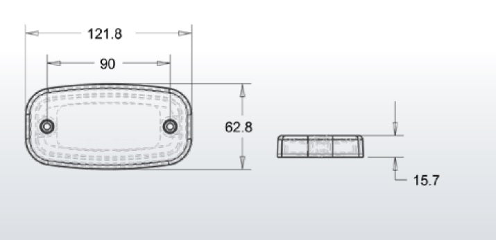 LED Бял Светодиоден Габарит Маткер Токос Неон Ефект, 122mm x 63mm , с Три Функции 12V-24V