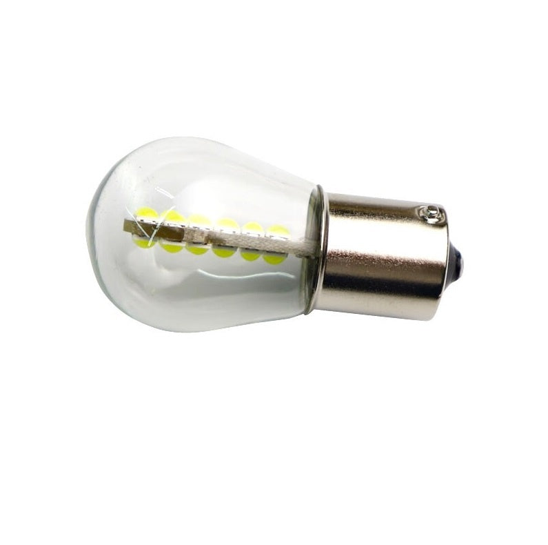 Комплект от 2 броя LED Лед Крушки 18 SMD, BA15S (P21W) 24V Бяла Бели в блистер
