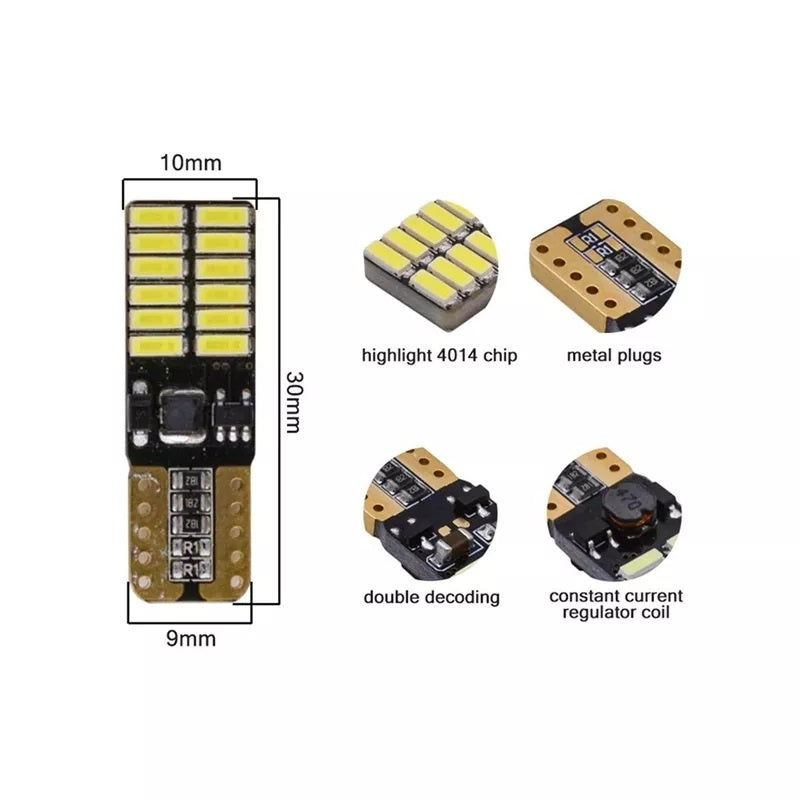 Комплект от 2 броя T10 Led крушки W5W 24SMD 12V-24V бяла светлина в блистер