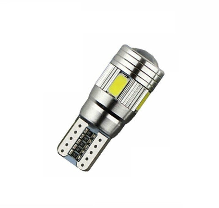 Комплект от 2 броя Лед Крушки За Габарит Т10 W5W LED 6 SMD, Canbus 12V, Бяла Светлина в блистер