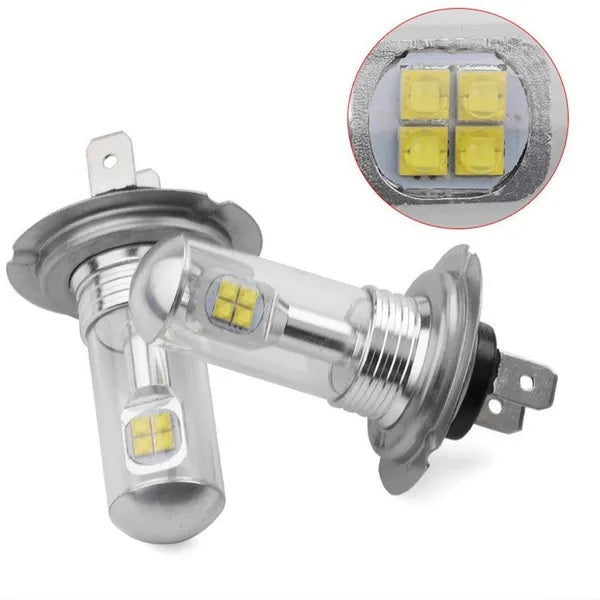 Комплект от 2 броя ЛЕД LED крушки за фарове H7 Х7 12V-24V Бели 6000k