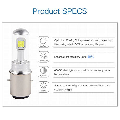 Комплект от 2 броя ЛЕД LED крушки за фарове H4 Х4 HS1 2V-24V Бели 6000k