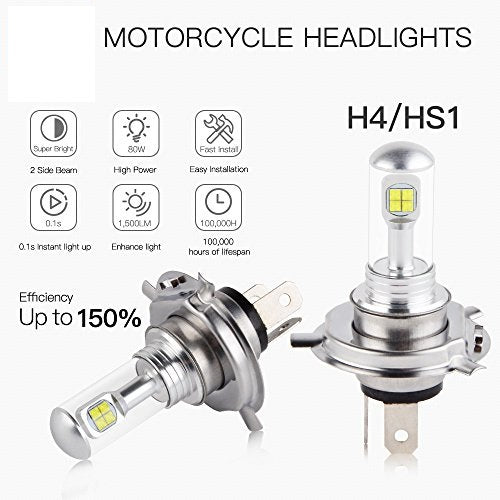 Комплект от 2 броя ЛЕД LED крушки за фарове H4 Х4 HS1 2V-24V Бели 6000k