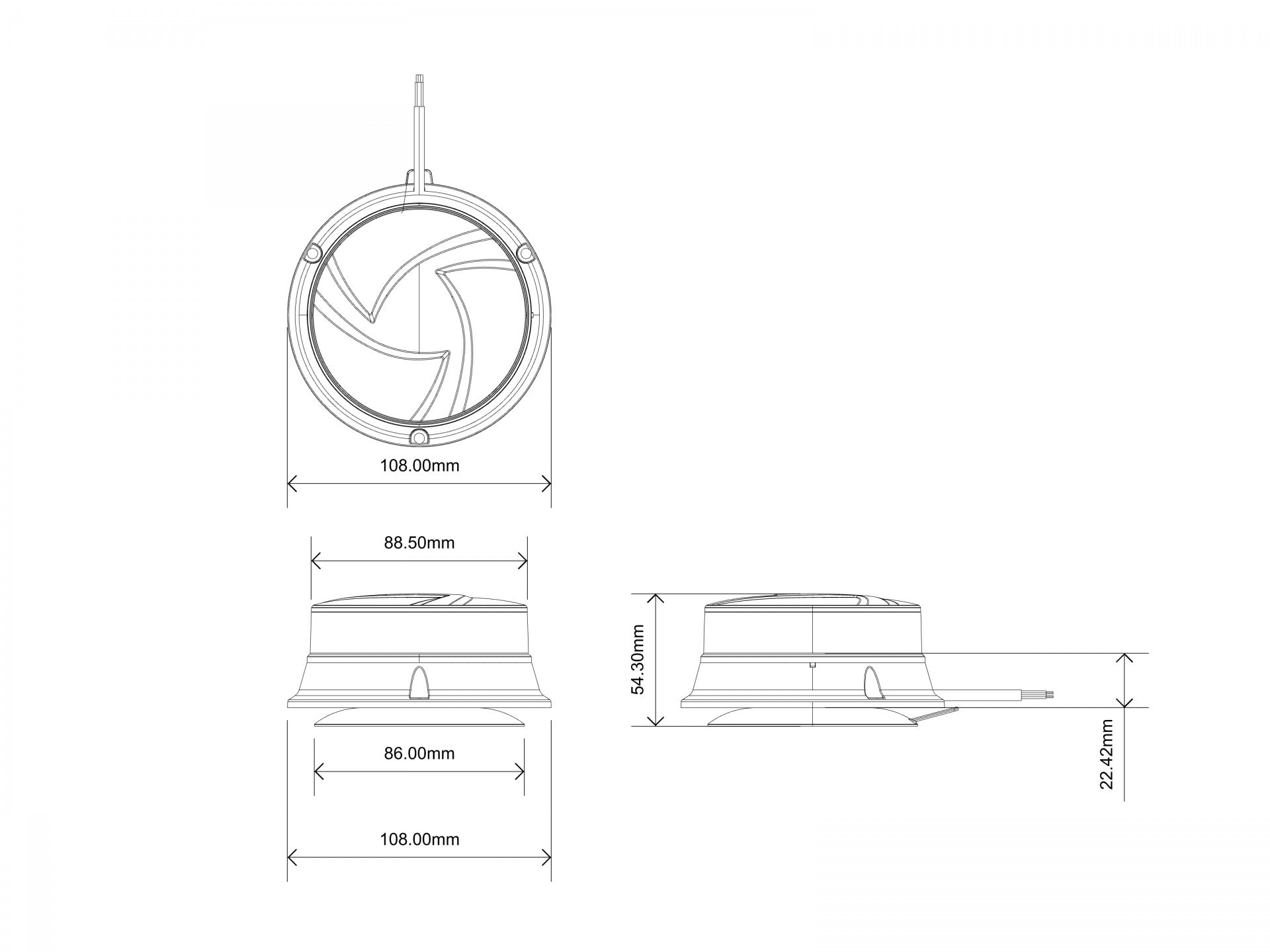 19W Лед Led Диодна Въртяща се Сигнална Аварийна Лампа Маяк Буркан за Пътна Помощ Платформа 12V - 24V с магнит