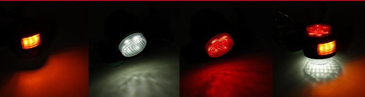 Комплект от 2 броя LED ЛЕД светодиодни габарити токоси рогче рогчета на 12V с три светлини бяла-жълта-червена
