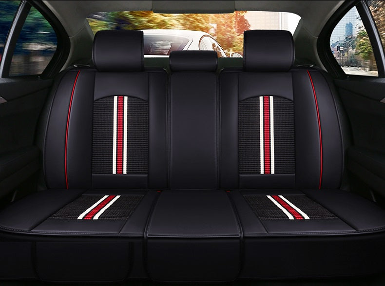 Луксозни калъфи за седалки Комплект Черна Кожена универсална тапицерия