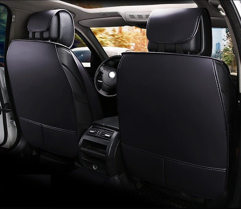 Луксозни калъфи за седалки Комплект Черна Кожена универсална тапицерия