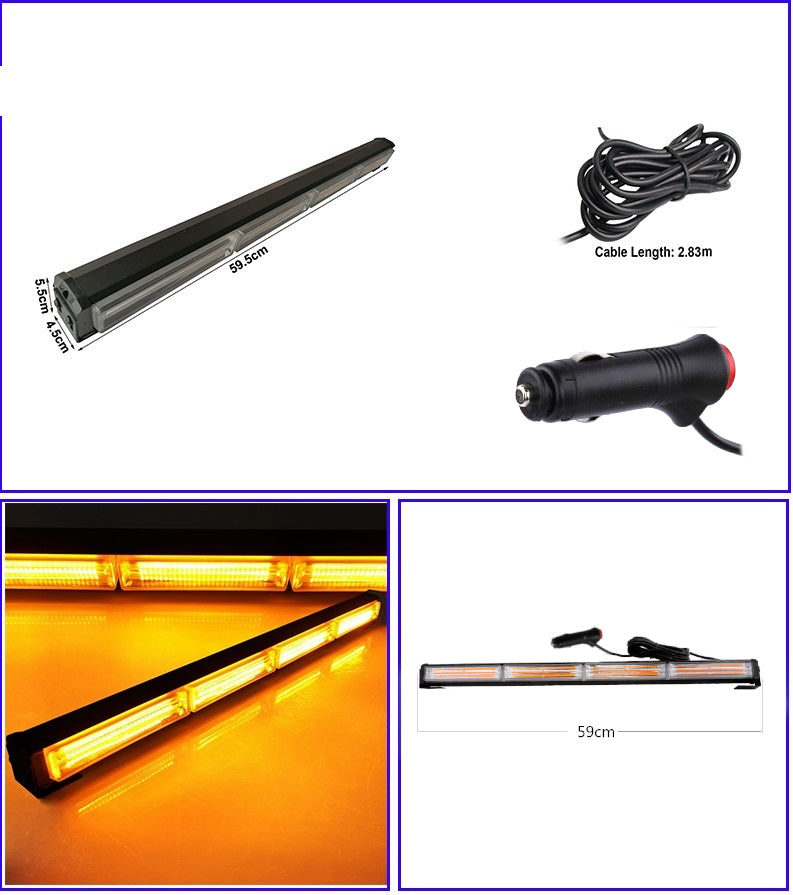 59 Cm Сигнална Аварийна Блиц Маяк Led Бар Лампа Пътна Помощ Платформа 12V 24V