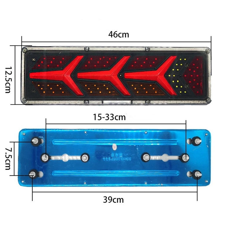 Комплект Ляв + Десен Мултифункционални Диодни LED Лед Стопове с Динамичен Мигач Неон Neon Ефект 46cm х 12.5cm 24V За Бус Камион Тир Ремарке Караванa и др.