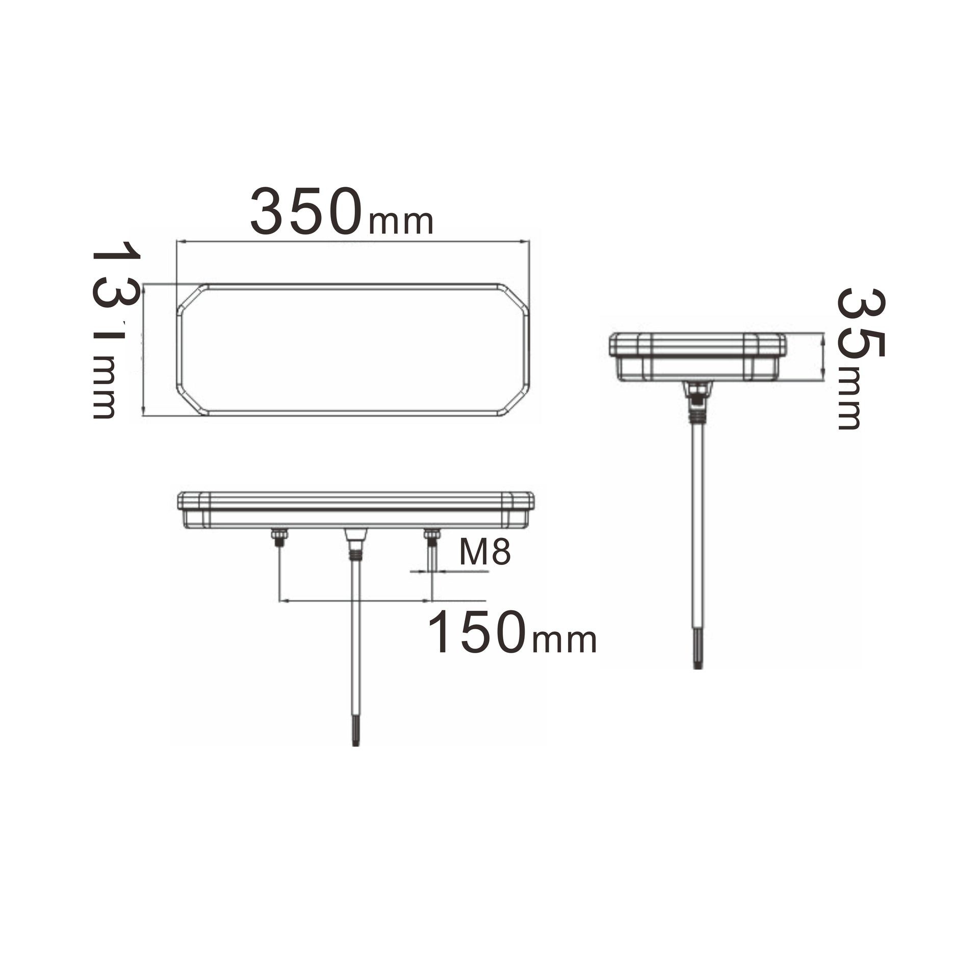 Комплект Ляв + Десен Мултифункционални Диодни LED Лед Стопове с Бягащ Мигач Неон Neon Ефект 12V 24V 350mm X 131 mm X 60mm E9 За Бус Камион Тир Ремарке Караванa