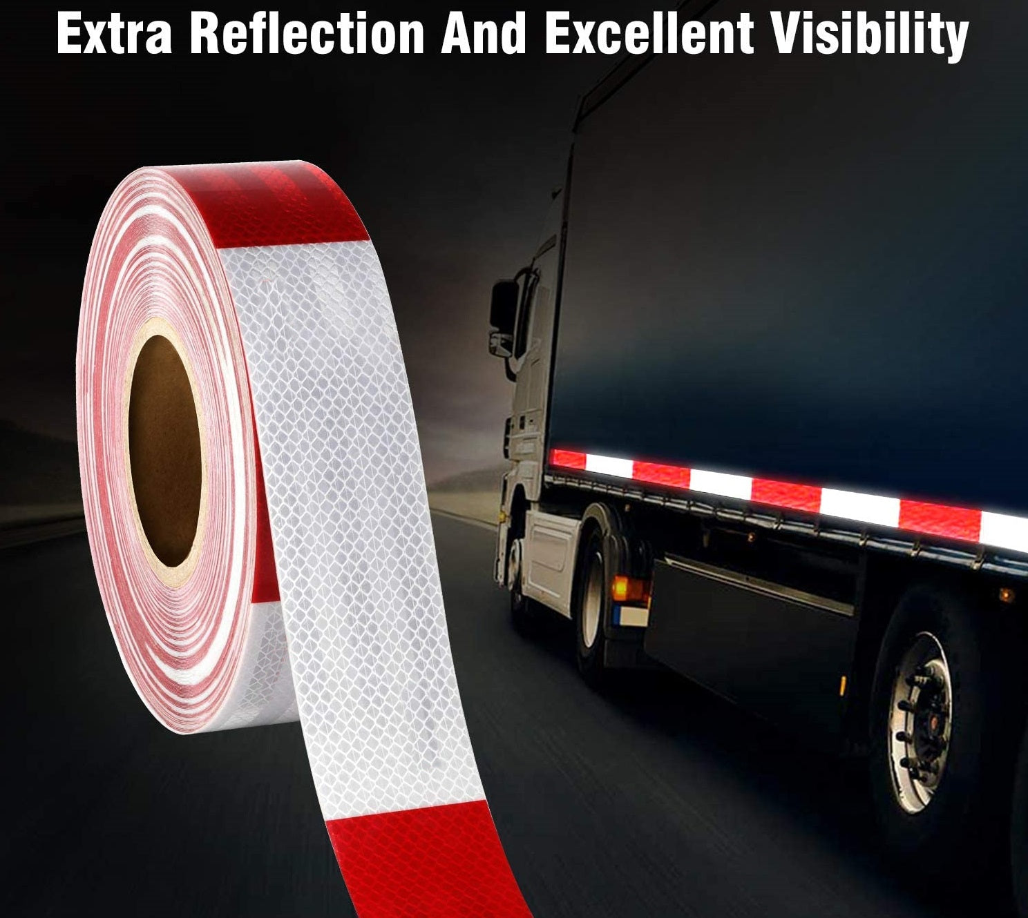 Светлоотразителна рефлекторна самозалепваща се лента фолио с висока фотометрична мощност 45,7 m x 5,5 cm червено - бяло