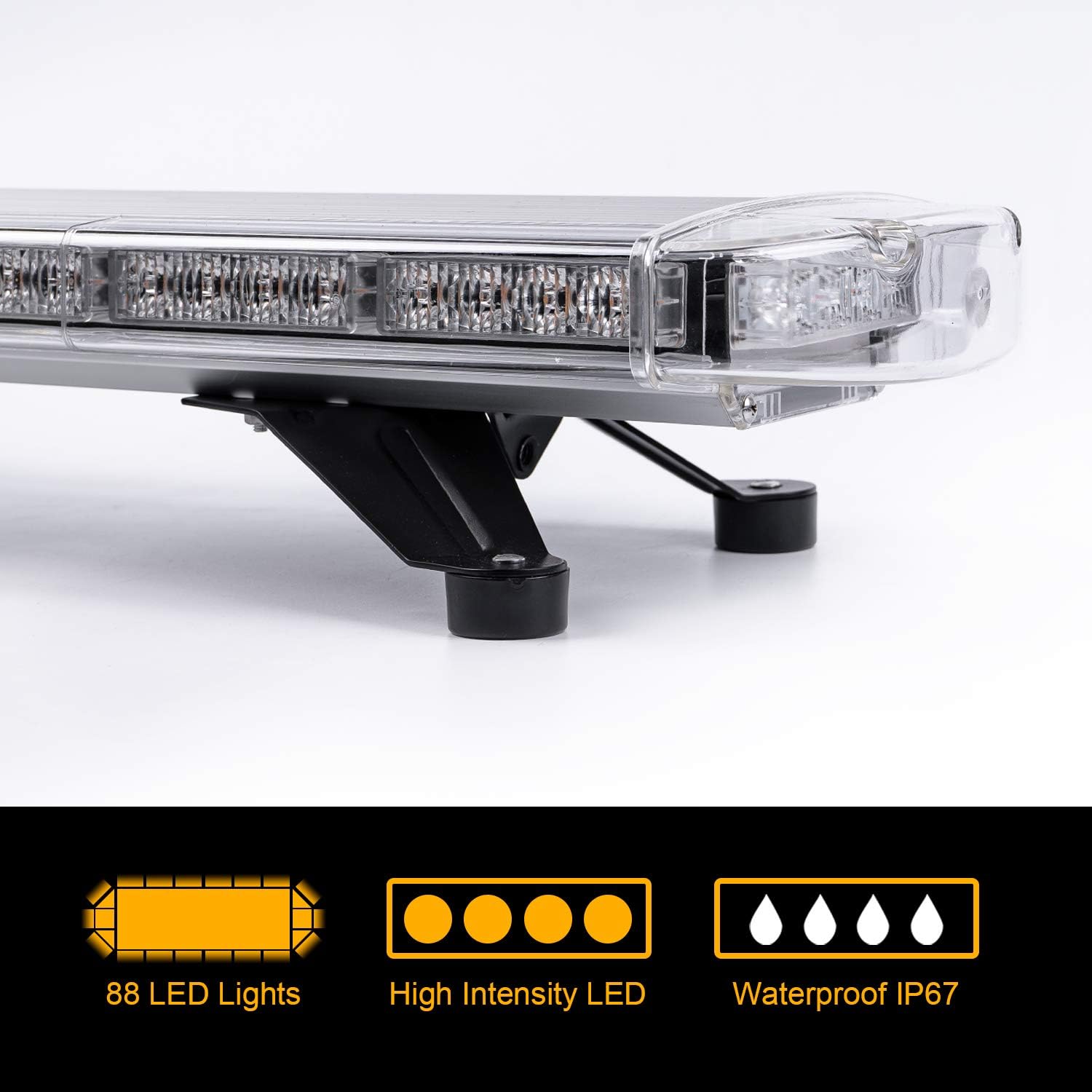 Мощна аварийна сигнална лампа 120 см 88 LED ЛЕД блиц маяк буркан лед бар 12-24V със 15 режима на работа жълта за пътна помощ платформа снегорин багер бус ван и др.