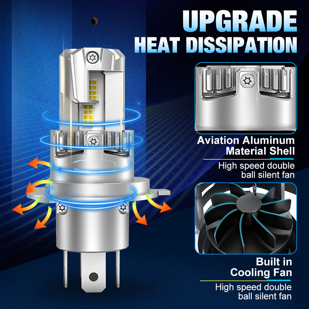 Комплект от 2 броя Умалени Мини Лед Led Диодни Крушки E4P H4 Х4 12V 50W 15000lm за Автомобил Мотоциклет Трактор Камион Бус и др.