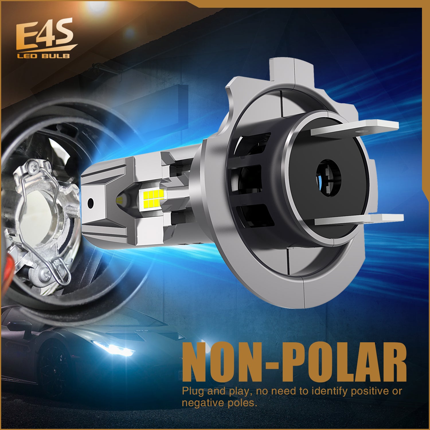 Комплект от 2 броя Умалени Мини Лед Led Диодни Крушки E4S H7 H18 Х7 Х18 12V 50W 15000lm за Автомобил Мотоциклет Трактор Камион Бус и др.