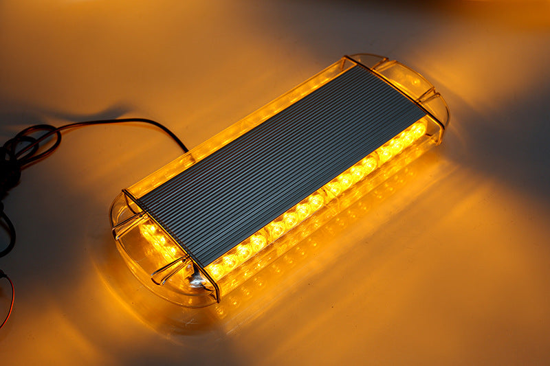 55 см 40 LED ЛЕД мощна аварийна диодна сигнална лампа блиц с магнити 12-24V 10 режима на работа жълта оранжева светлина E-Mark Е9 за пътна помощ платформа снегорин багер и др.