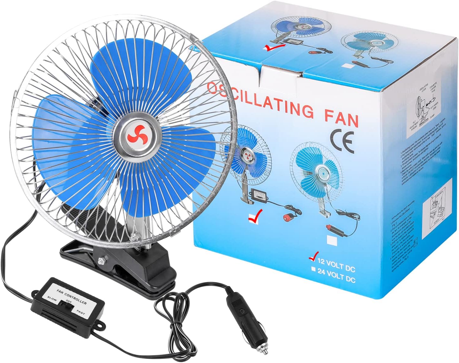 12V 20 cm 8 инча вентилатор за автомобил с клипс щипка