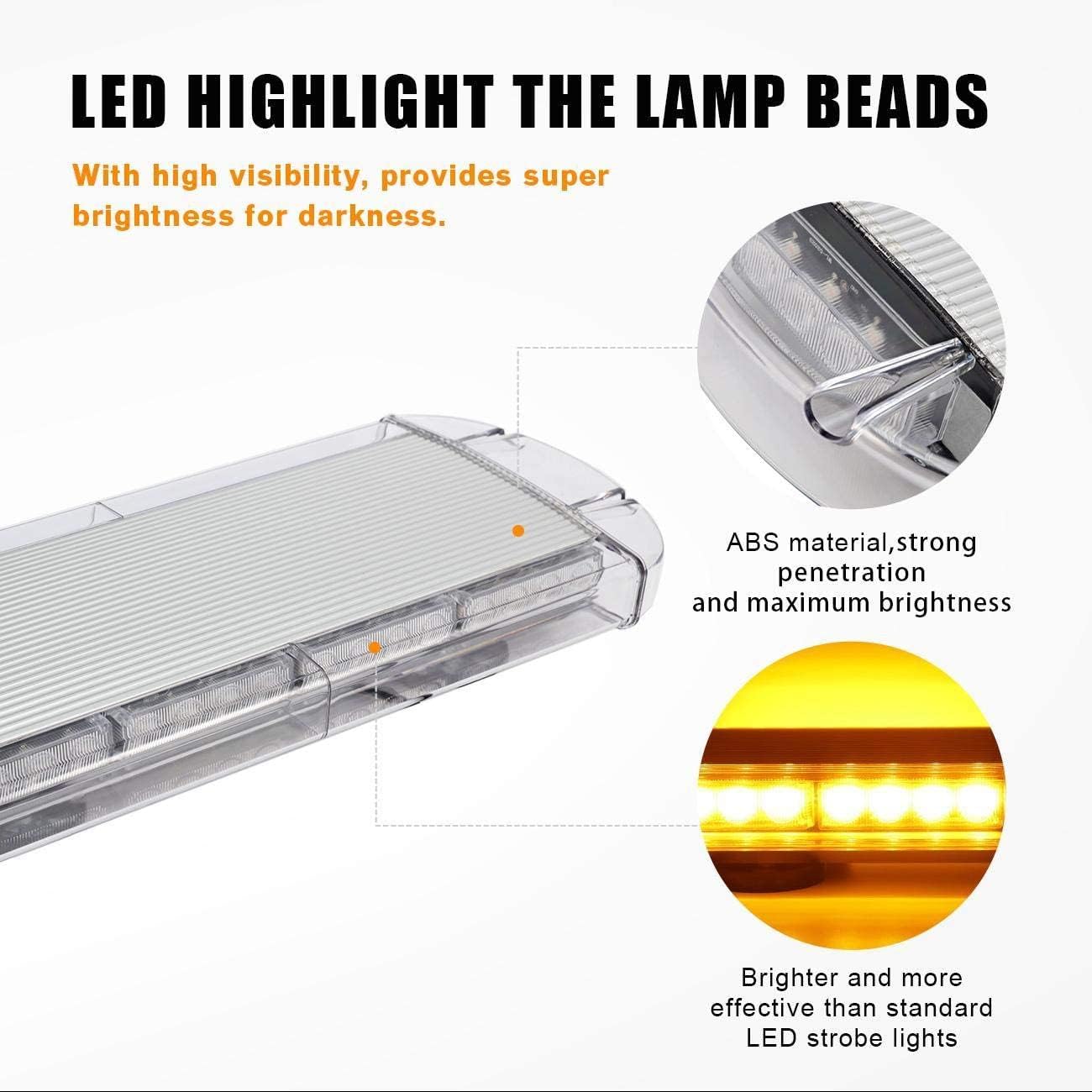 12V 24V Лед Led Диодна Мощна Аварийна Сигнална Лампа Буркан с Магнит 55см 10 режина Бяло Стъкло За Пътна Помощ Платформа Снегорин и др.